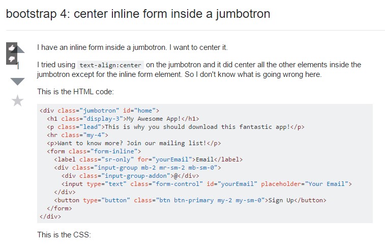 Bootstrap 4:  centralize inline form  within a jumbotron