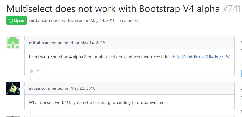 Multiselect does  not actually  do the job  by using Bootstrap V4 alpha