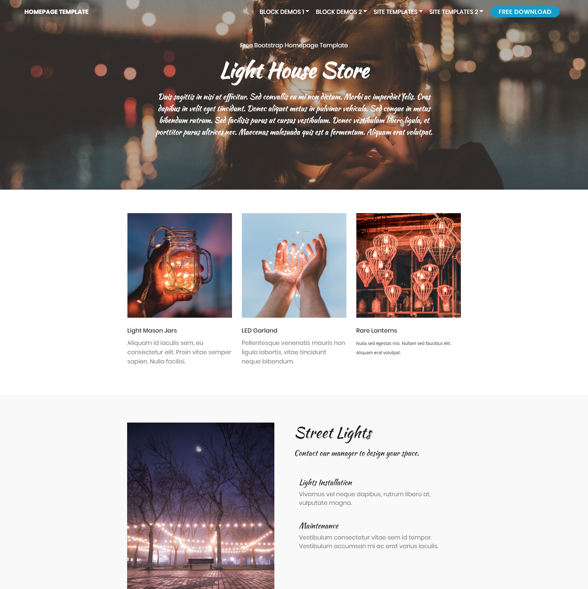 Free Download Bootstrap Homepage Templates
