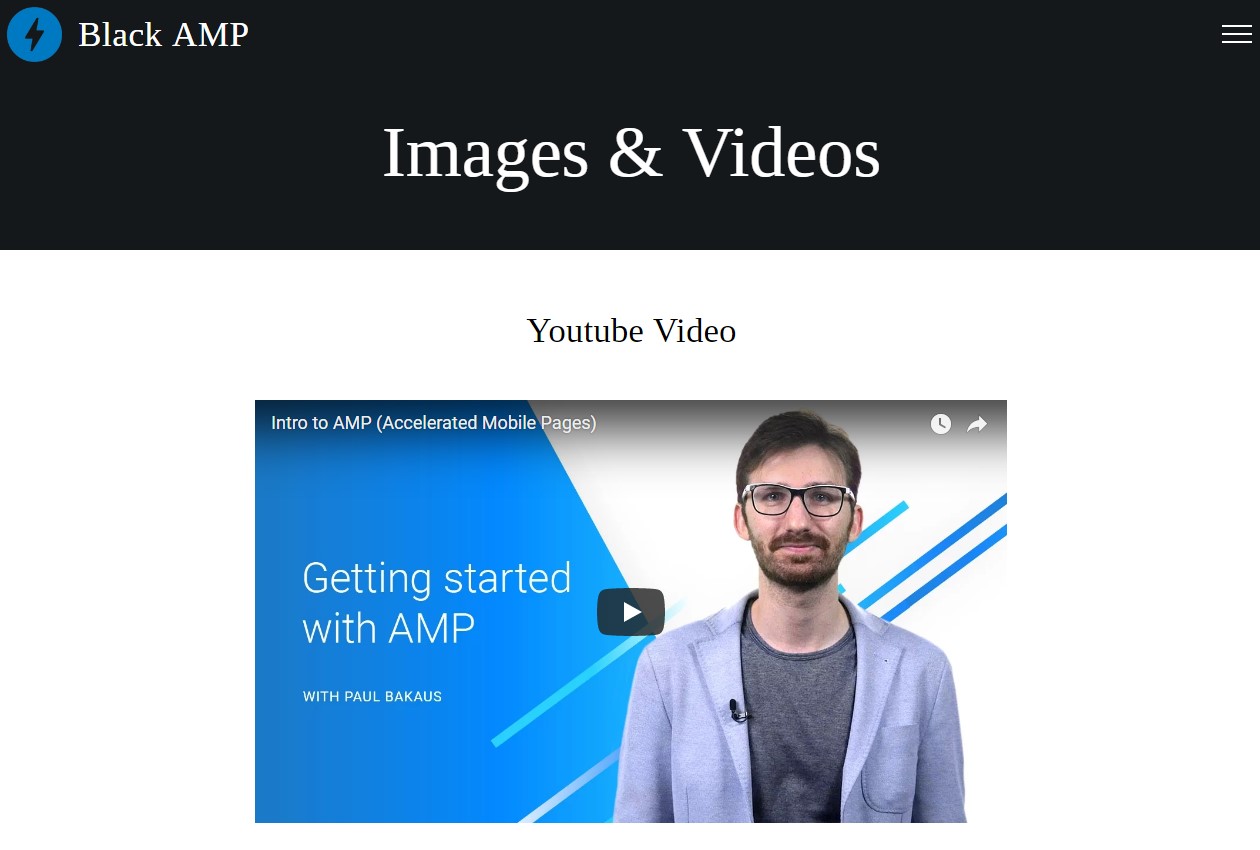 AMP HTML Imajes and Videos Template