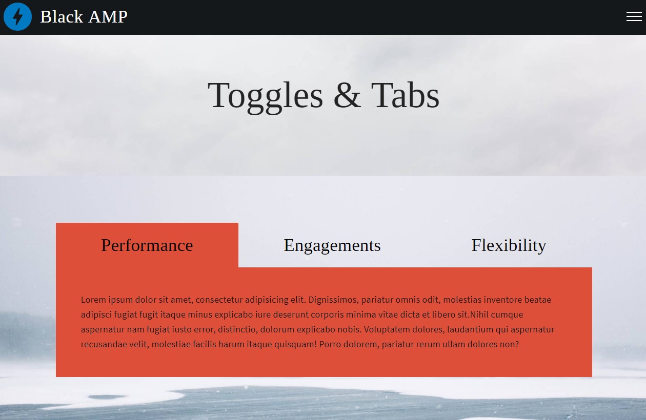 AMP HTML Toggles and Tabs Template