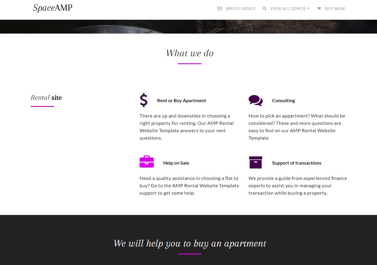 AMP Apaatments Foa Sale Website Template DEMO