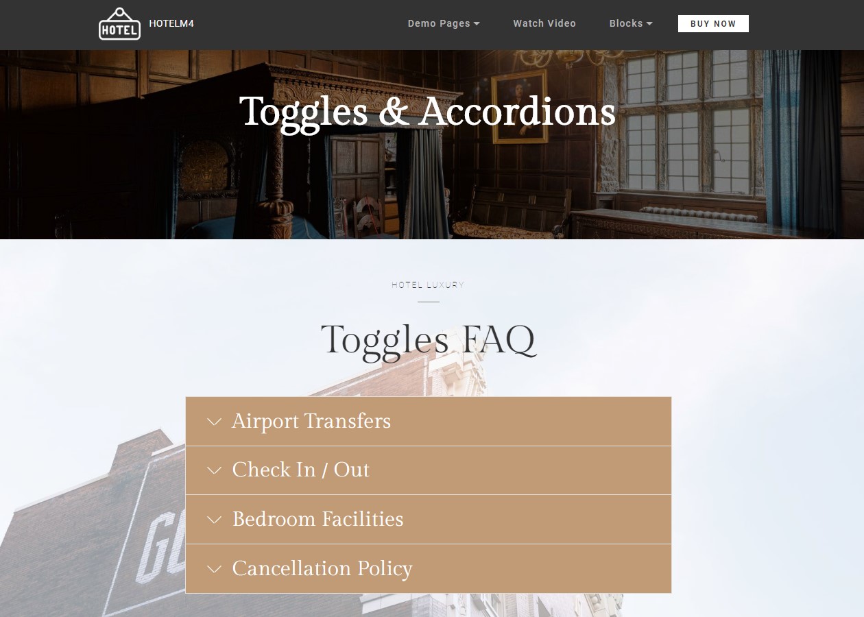 Toggles and Accordions Hotel Website Theme
